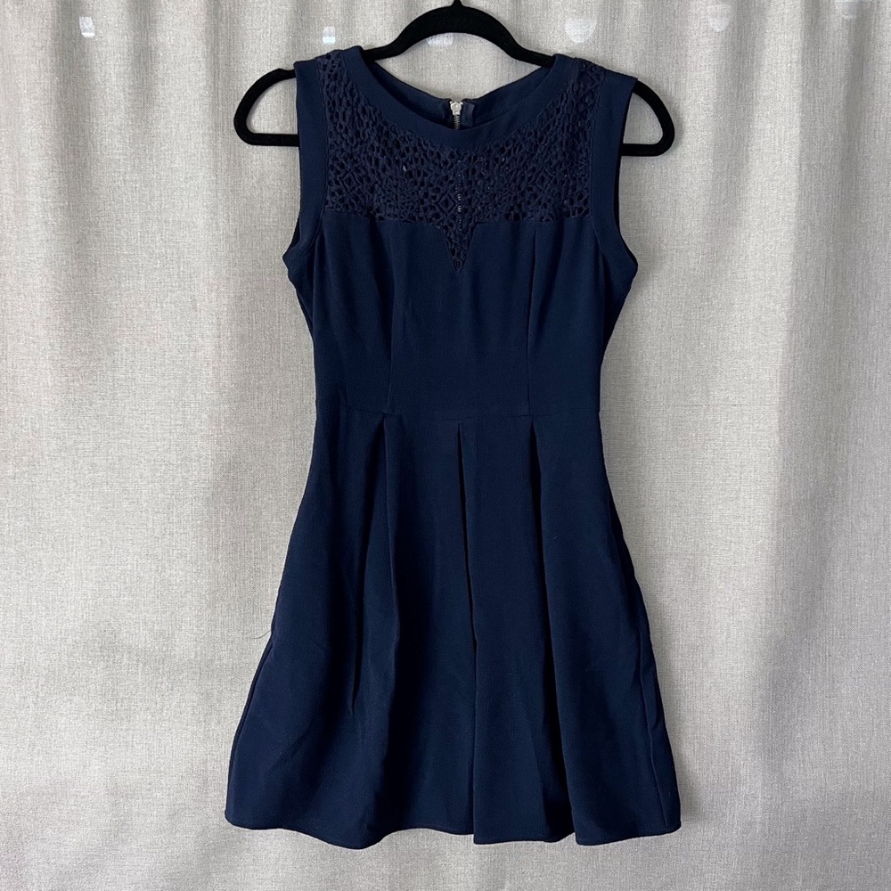 Speechless Navy Crochet Lace Cut-Out Mini Dress with Pockets Macys